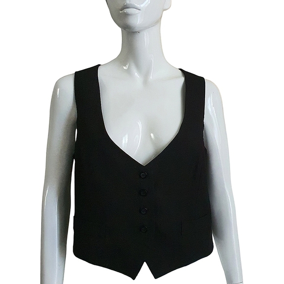Events Jackets & Blazers - Events Black V Neck Button Up Crop Vest Size 14